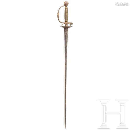 A French small-sword with chiseled and gilded decor,