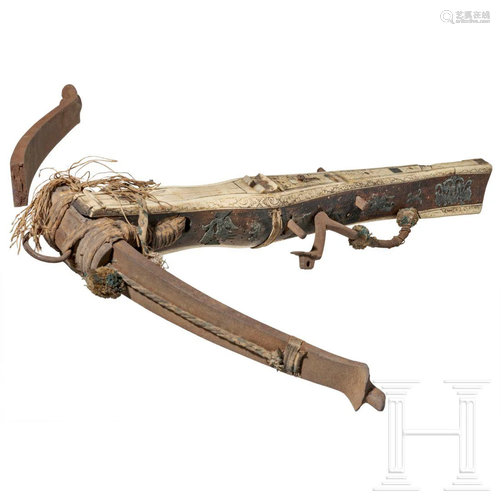 A Saxon crossbow with pewter inlays, late 16th century