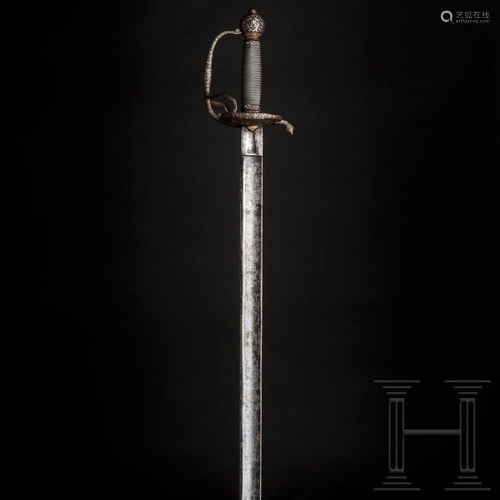 A French officer's campaign sword with silver-inlaid