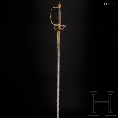 A deluxe French small-sword with a chiselled hilt and