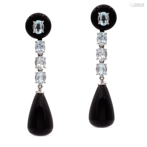18kt white gold and black onyx pendant earrings weight