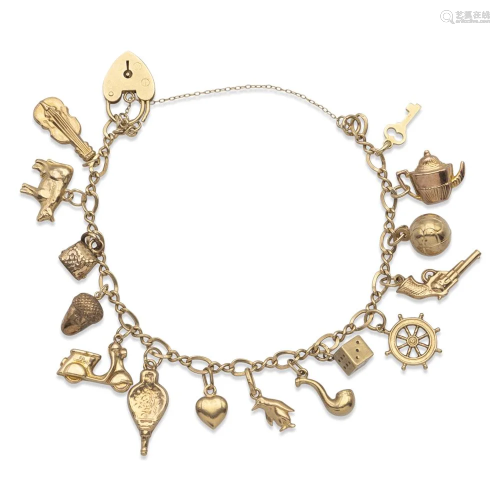 18kt yellow gold charms bracelet early 20th century