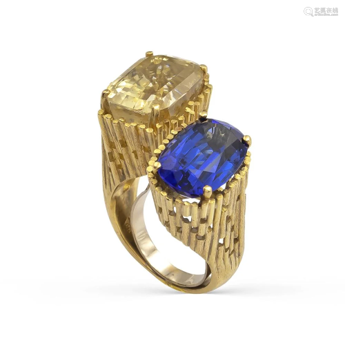 18kt yellow gold, tanzanite and natural yellow sapphire