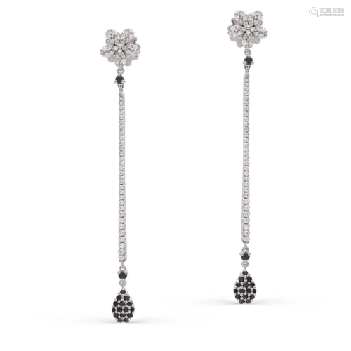 18kt white gold and diamonds pendant earrings weight
