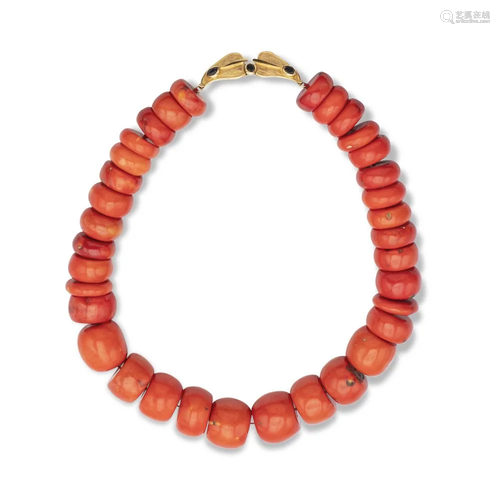 One strand of tainted Bamboo coral necklace weight