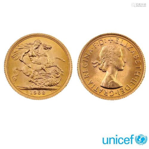 10 Gold Sovereign coins England, 1968 weight 39,9 gr