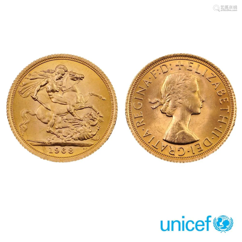 10 Gold Sovereign coins England, 1968 weight 39,9 gr.