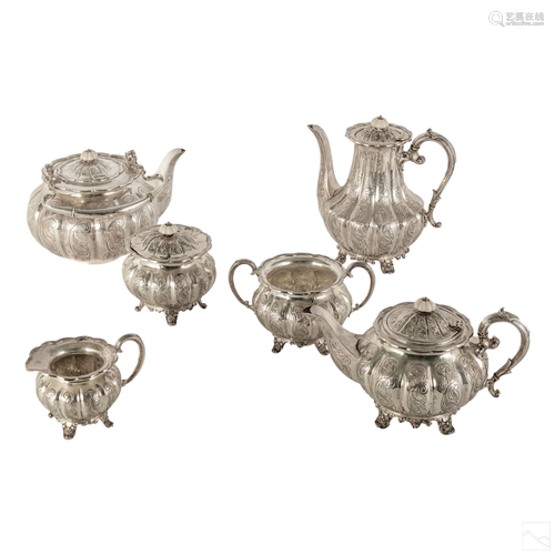 Antique Sheffield Sterling Silver Tea Set 4982g