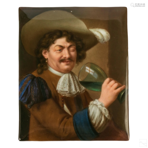 Drinking Man Antique Porcelain Portrait Painting