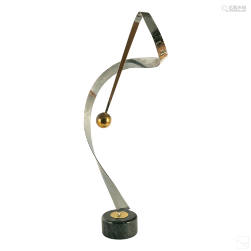 Mid Century Modern Abstract Chrome Brass Sculpture