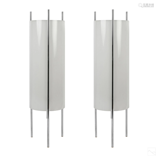 Mid Century Modern Chrome and Acrylic Tube Lamps