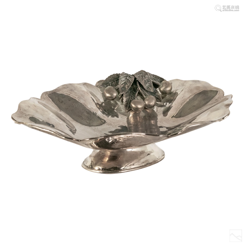 800 Silver Oval Cherry Leaf Centerpiece Bowl 753g