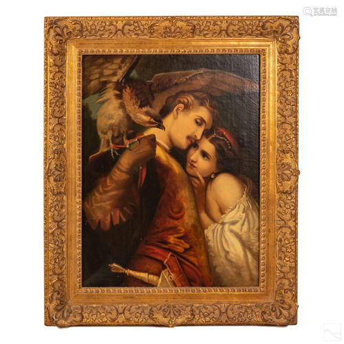 Romanticism Figural Art Falconer and Lady Painting