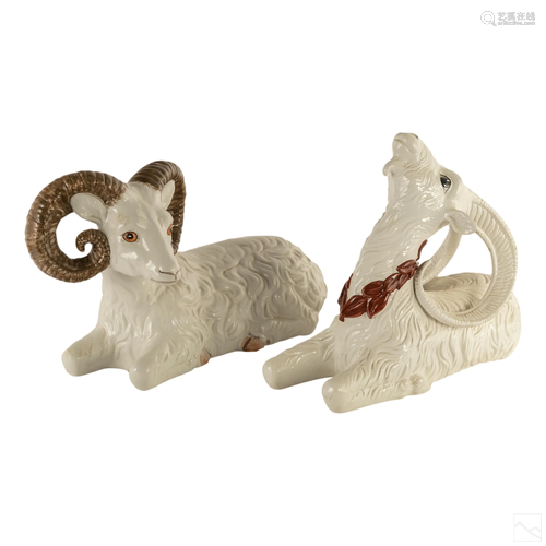 Italian Modern Ceramic Art Pottery Ram Sculptures