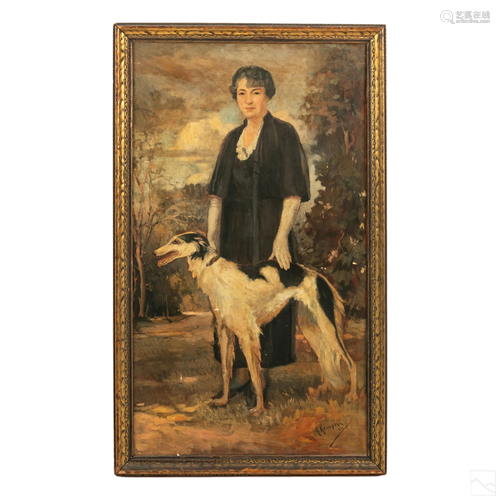 Greta Kempton (1901-1991) Woman w/ Borzoi Portrait