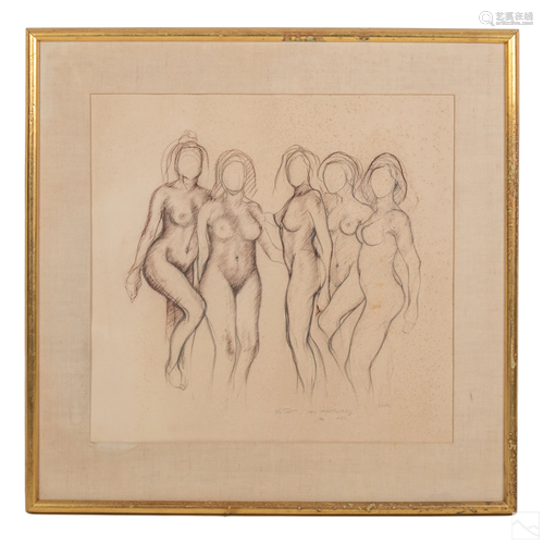 Joe Nicastri (b.1945) Modern Female Nudes Drawing