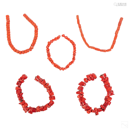 Red and Pink Dyed Coral Bead Necklaces Collection