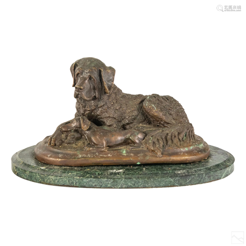 Christine Baldwin (20th C.) Bronze Dogs Sculpture