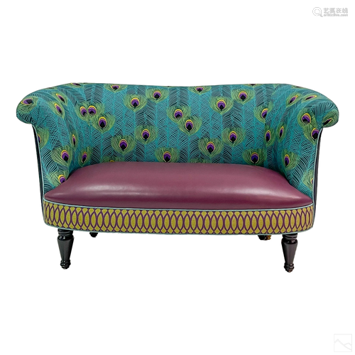 Designer Custom Peacock Bird Love Seat Sofa Settee