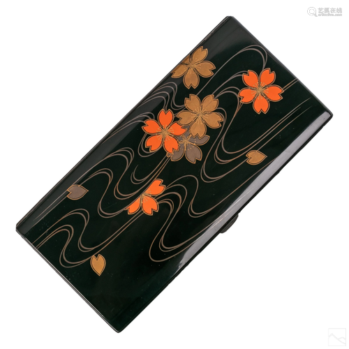 Japanese Sterling Lacquered Enamel Cigarette Case