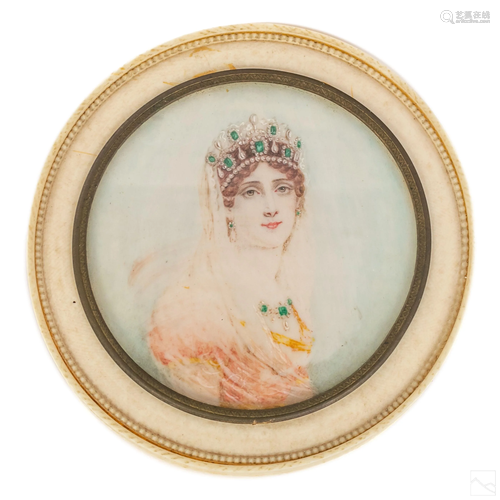 French Antique Lidded Ladies Portrait Dresser Box