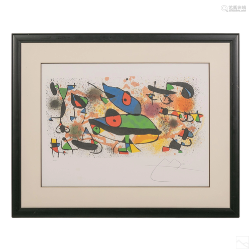 Modern Abstract Framed Lithograph after Joan Miro