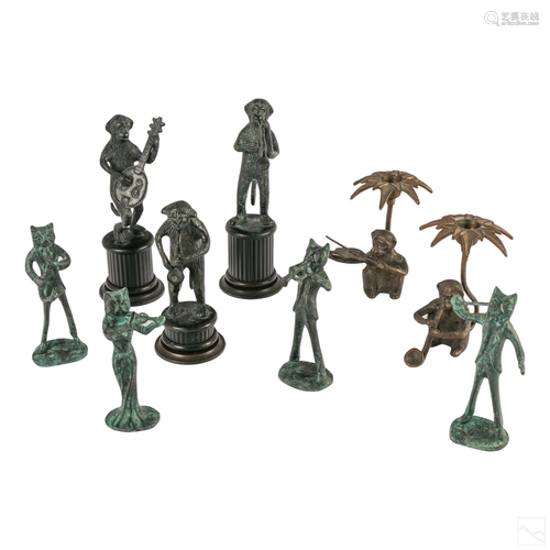 Bronze Vintage Musical Animal Figurine Sculptures