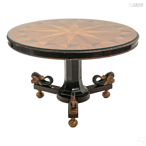 Georgian Regency Style Inlaid Carved Dolphin Table