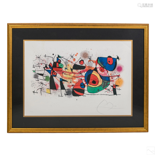 Modern Abstract Framed Lithograph after Joan Miro