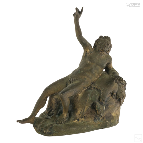 Bronze Drunken Satyr of Herculaneum Nude Sculpture