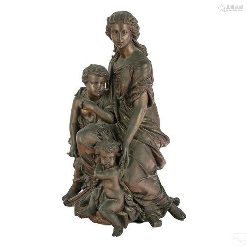 Neoclassical Bronzed Metal Figural Art Sculpture