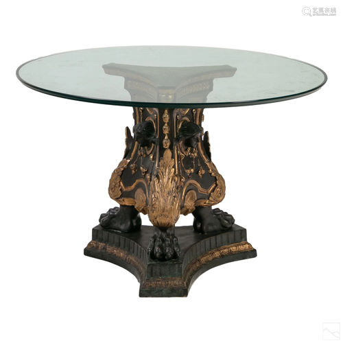 Neoclassical Glass Top Figural Bronze Rococo Table