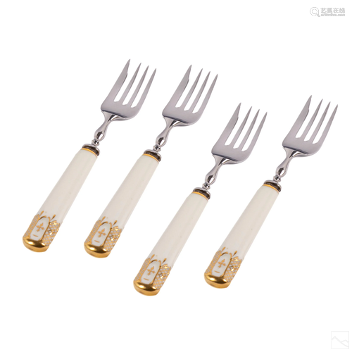 Royal Crown Derby English Gold Heraldic Forks Set