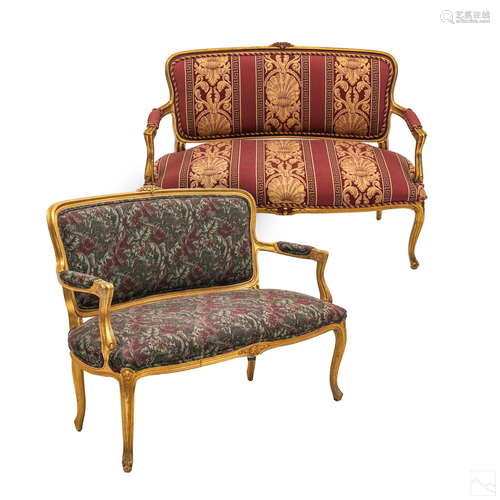 19th C Antique French Style Upholstered Settee SET