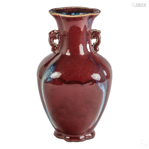 Chinese Sang de Boeuf Glazed Flambe Porcelain Vase