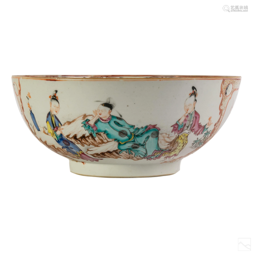 Chinese Antique Floral Figural Hand Painted Bowl