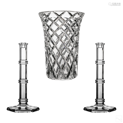 Tiffany & Co Art Glass Crystal Vase & Candlesticks