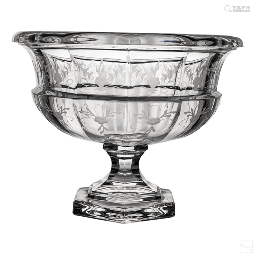 Tiffany & Co Etched Glass Crystal Centerpiece Bowl