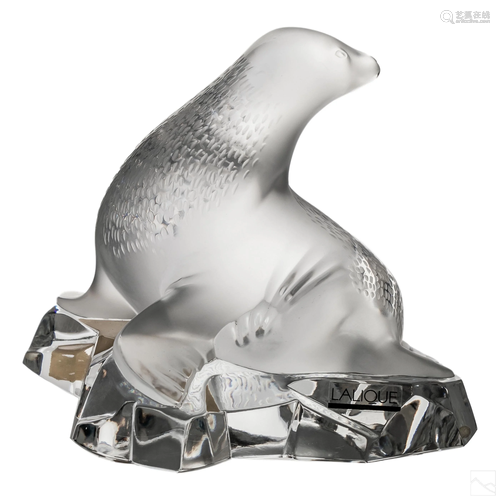 Lalique French Crystal Otarie Ooglit Seal Figurine