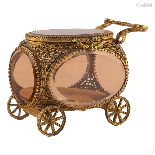 French Antique Carriage Jewelry Display Case Box