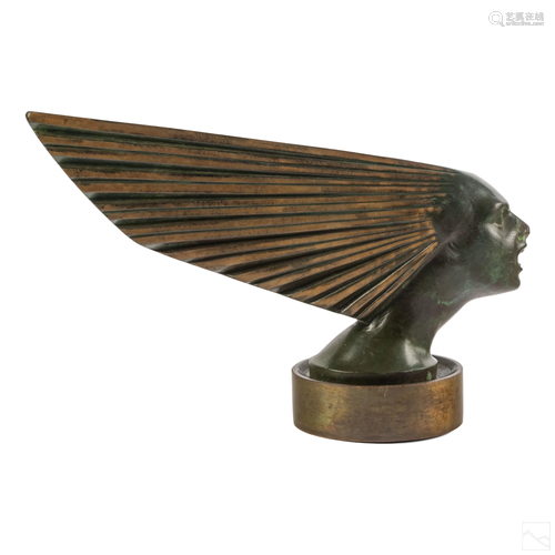 R Lalique Art Deco Bronze Victoire Car Hood Mascot