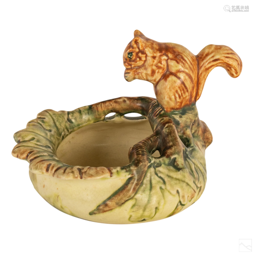 Weller American Pottery Figural Squirrel Nut Bowl