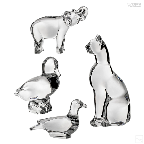 Baccarat Crystal Wildlife Figurine Sculpture Group