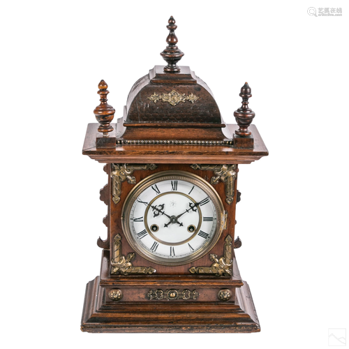 Junghans 19thC. German Walnut Mantel Table Clock