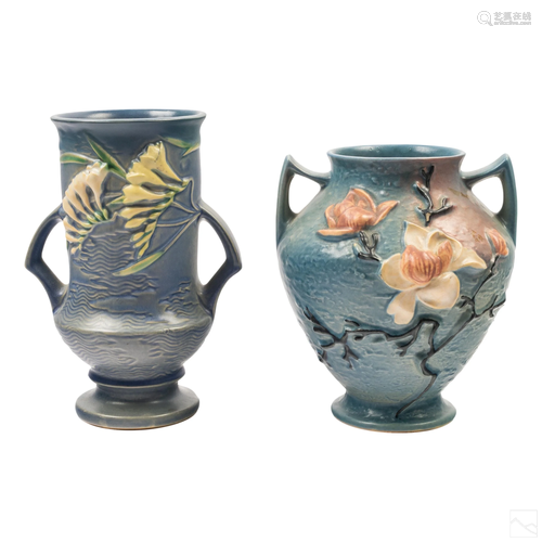 Roseville Art Pottery Magnolia and Freesia Vases