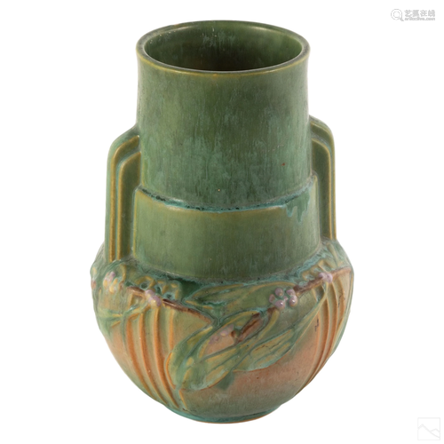 Roseville Art Pottery Green Laurel Art Deco Vase