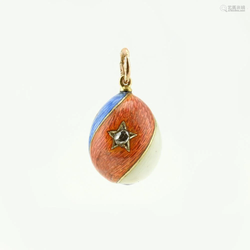 Russian gold, gemstone & enamel miniature pendant egg