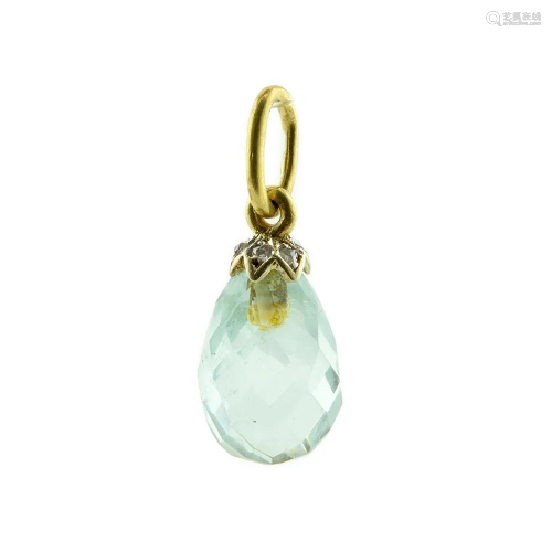Russian gold, diamond & aquamarine pendant egg