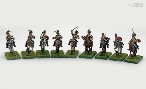 Set of 9 small toy igurines of Horses with Soldiers