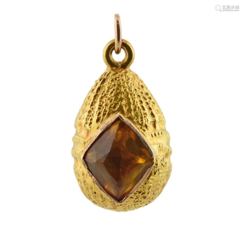 Antique jeweled gold miniature pendant Easter egg